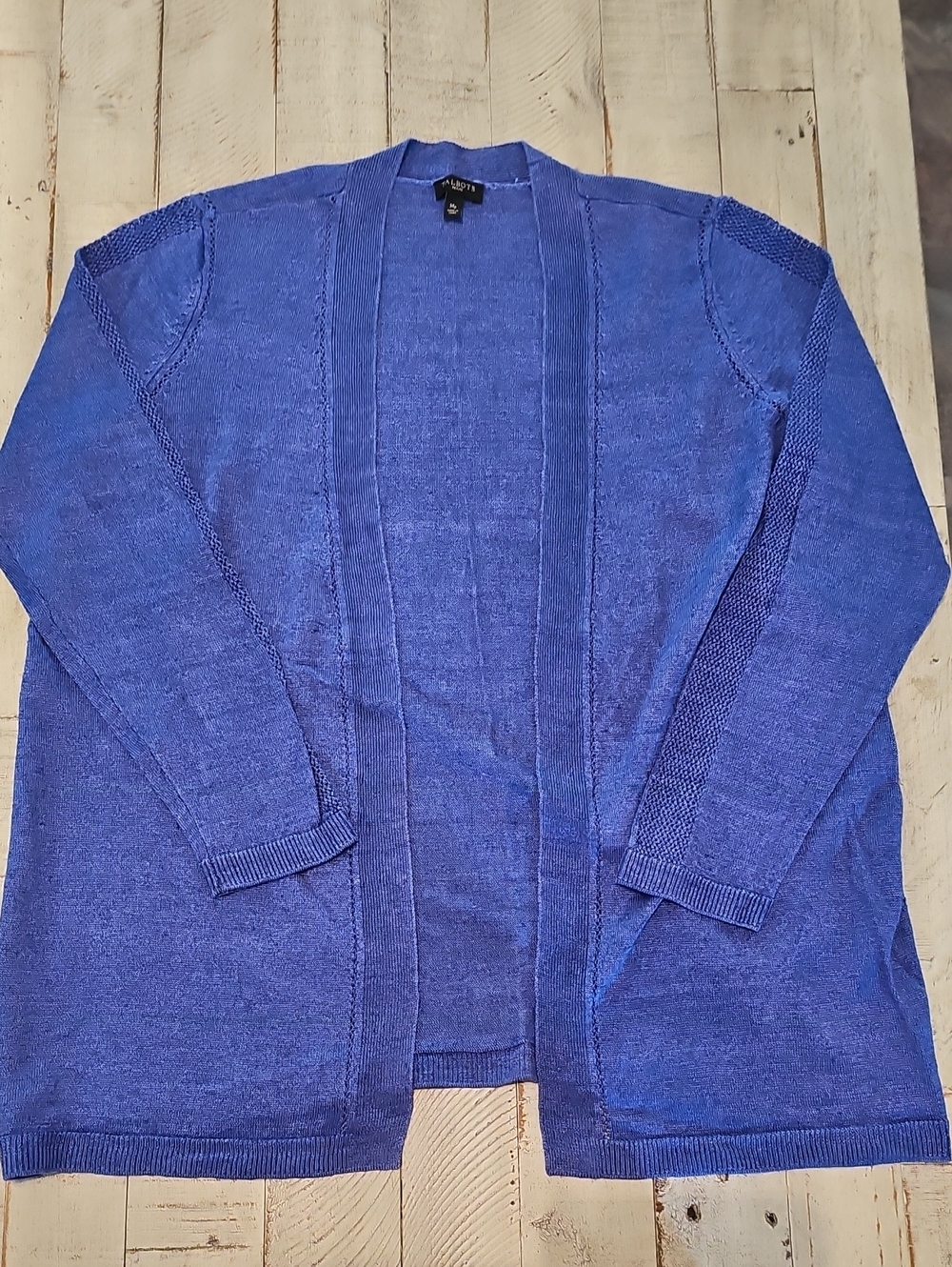 Talbots 100% Linen Royal Blue Open-Front Cardigan